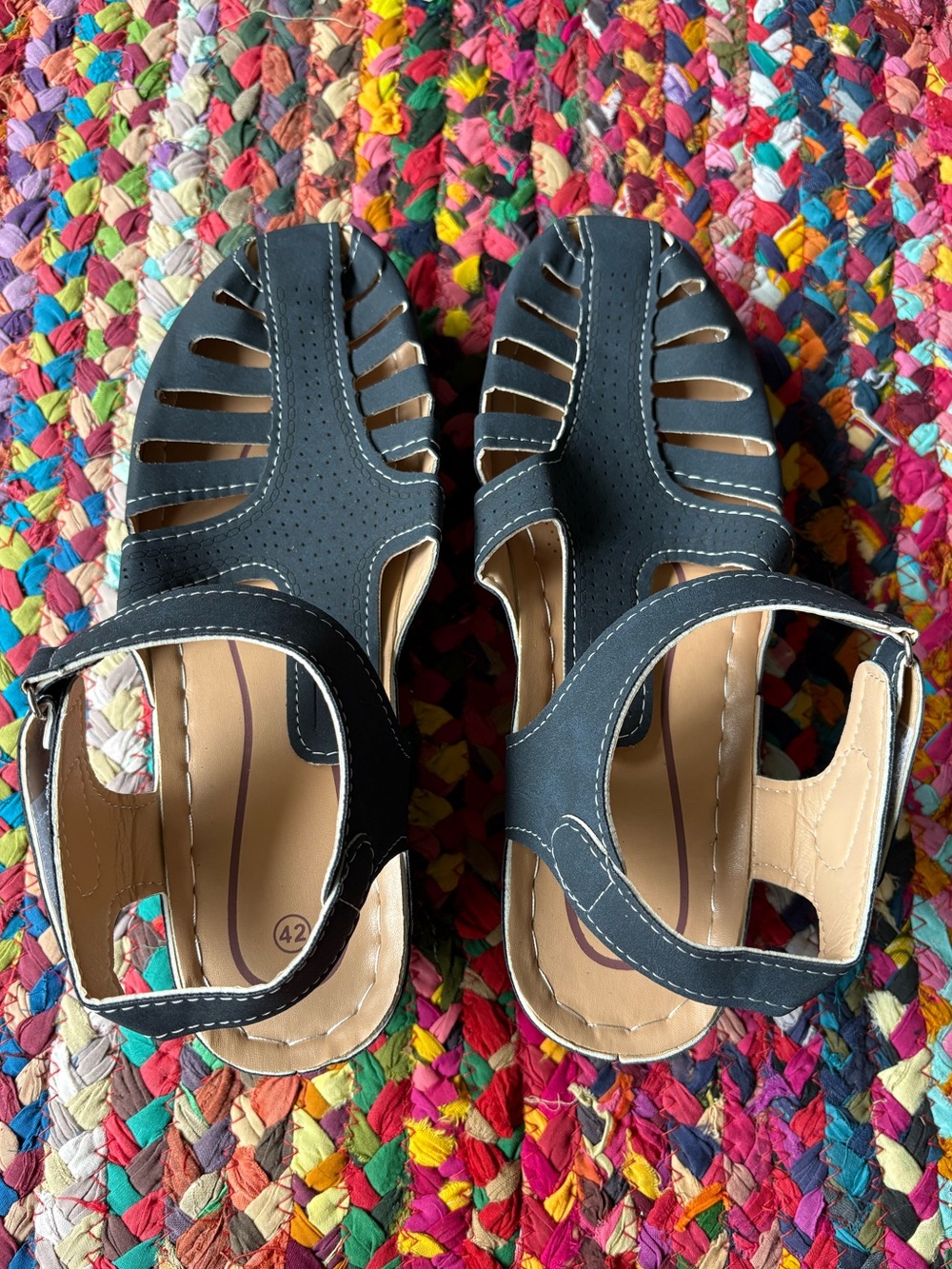 NAVY BLUE CLOSE TOED SANDALS